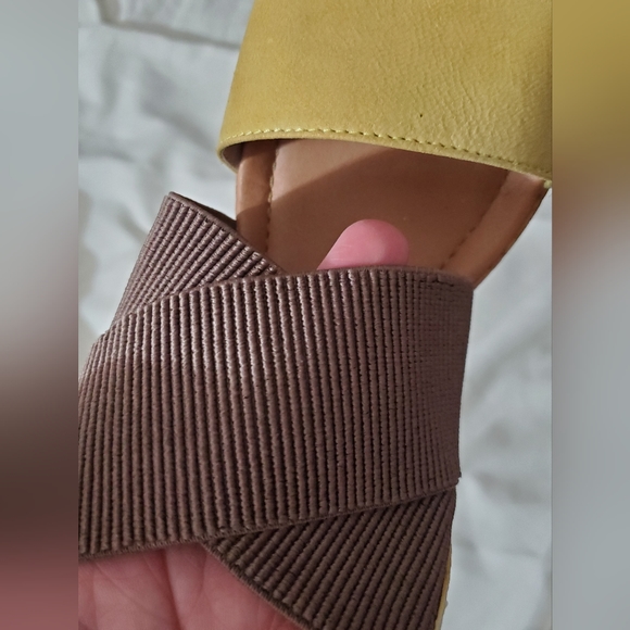 Reaction Kenneth Cole sole less stretchy cork platform wedge sandals heels 9 M - Picture 13 of 15